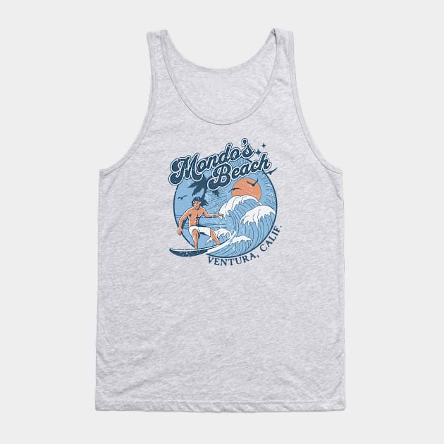 1970s Vintage Surfing Mondo's Beach, California Retro Sunset // Old School Surfer // Surf California Tank Top by Now Boarding